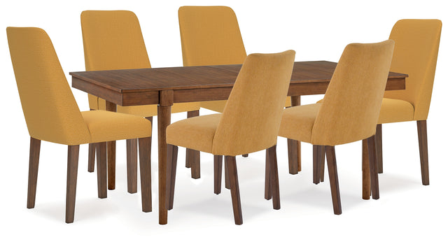 Lyncott Mustard/Brown Extension Dining Table and 6 Chairs (Online Special Price) - Ornate Home