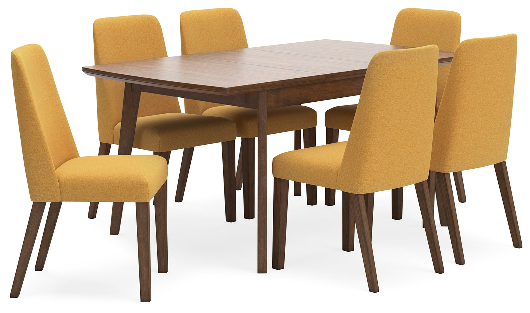 Lyncott Mustard/Brown Extension Dining Table w/ 6 Chairs - Ornate Home
