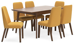 Lyncott Mustard/Brown Extension Dining Table w/ 6 Chairs - Ornate Home
