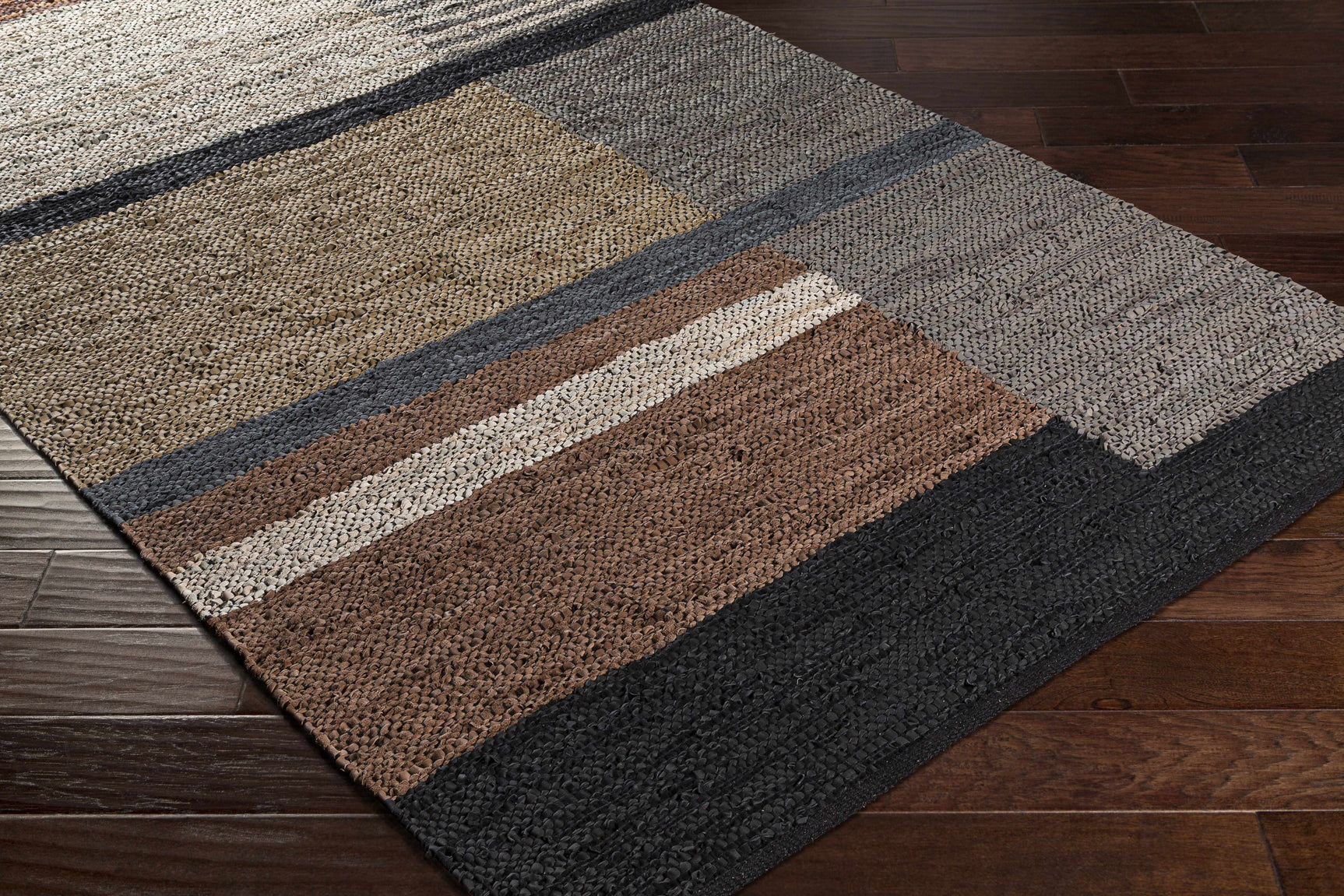 Lyndoch Leather Patchwork Rug - Ornate Home