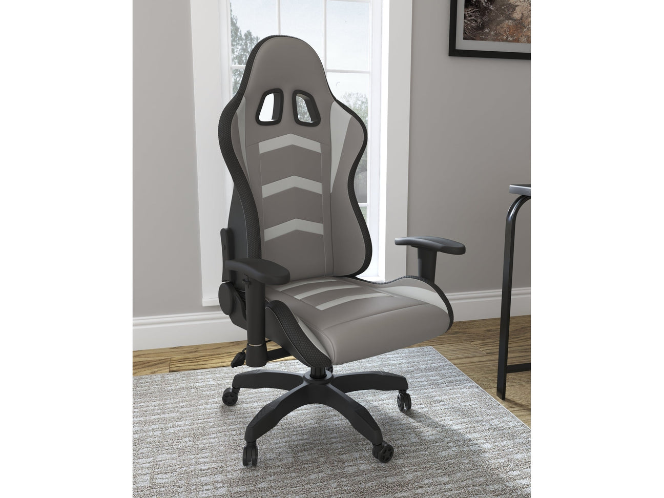 Lynxtyn White/Gray Home Office Desk Chair - Ornate Home