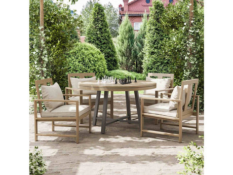 Lyon Black/Natural/Brown 5 Pc. Game Table Set w/ 4 Arm Chairs - Ornate Home