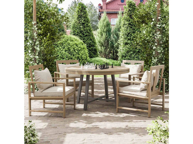 Lyon Black/Natural/Brown 5 Pc. Game Table Set w/ 4 Arm Chairs - Ornate Home