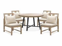 Lyon Black/Natural/Brown 5 Pc. Game Table Set w/ 4 Armless Chairs - Ornate Home