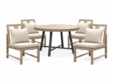 Lyon Black/Natural/Brown 5 Pc. Game Table Set w/ 4 Armless Chairs - Ornate Home