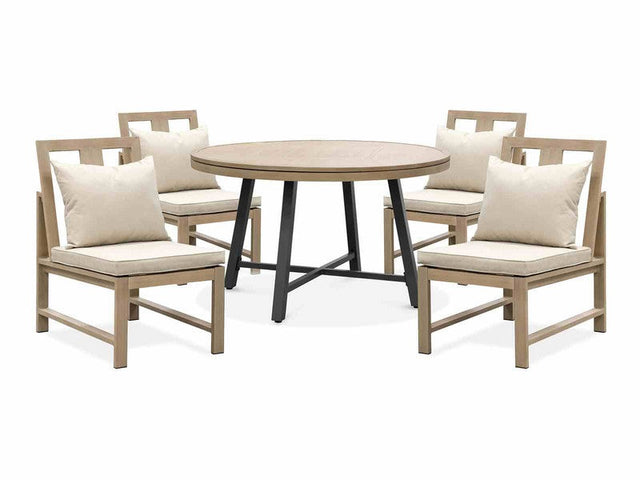 Lyon Black/Natural/Brown 5 Pc. Game Table Set w/ 4 Armless Chairs - Ornate Home