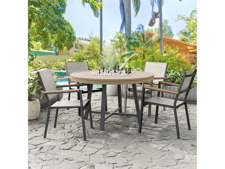 Lyon Black/Natural/Brown 5 Piece Patio Set - Ornate Home