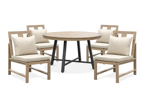 Lyon Gun Metal/Beige 7 Piece Patio Set - Ornate Home