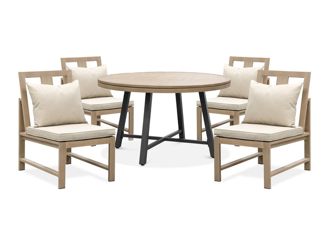 Lyon Gun Metal/Beige 7 Piece Patio Set - Ornate Home