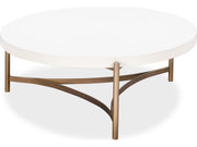 Lyon Ivory Round White Concrete and Metal Coffee Table - Ornate Home