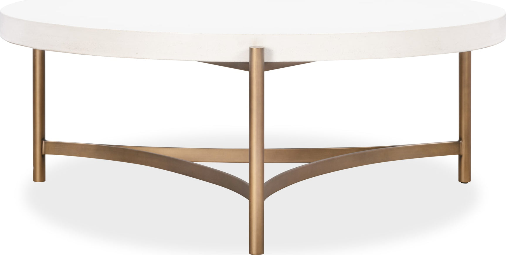 Lyon Ivory Round White Concrete and Metal Coffee Table - Ornate Home