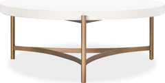 Lyon Ivory Round White Concrete and Metal Coffee Table - Ornate Home
