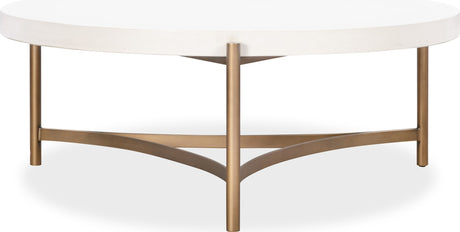 Lyon Ivory Round White Concrete and Metal Coffee Table - Ornate Home
