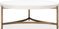 Lyon Ivory Round White Concrete and Metal Coffee Table - Ornate Home