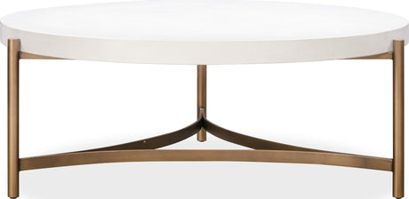 Lyon Ivory Round White Concrete and Metal Coffee Table - Ornate Home