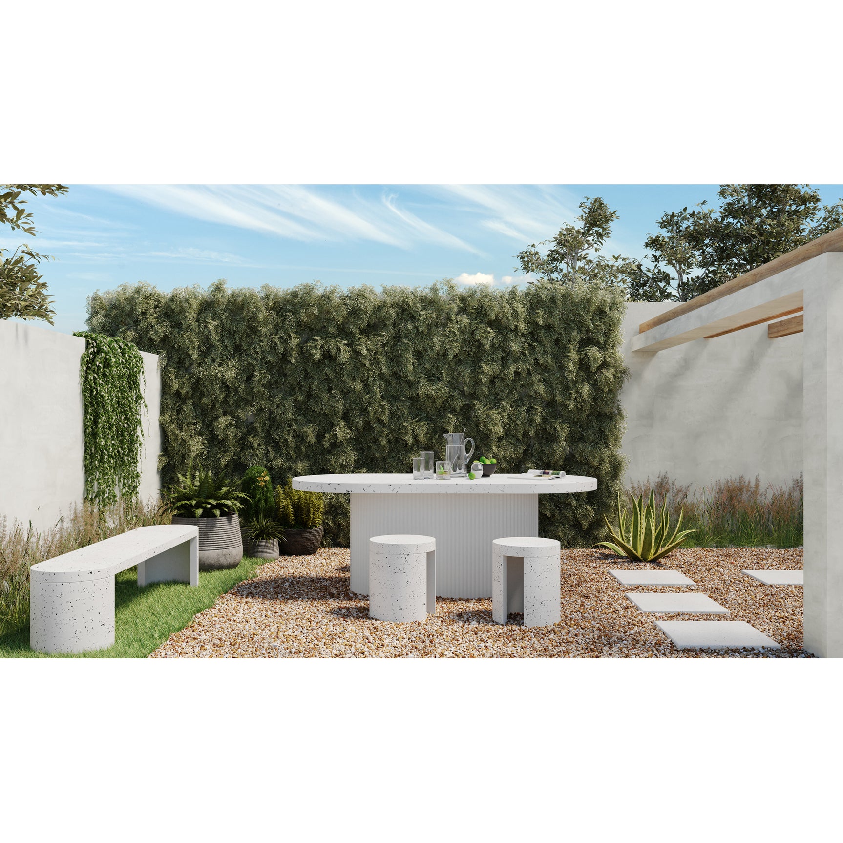 Lyon Light Grey Outdoor Stool - Ornate Home