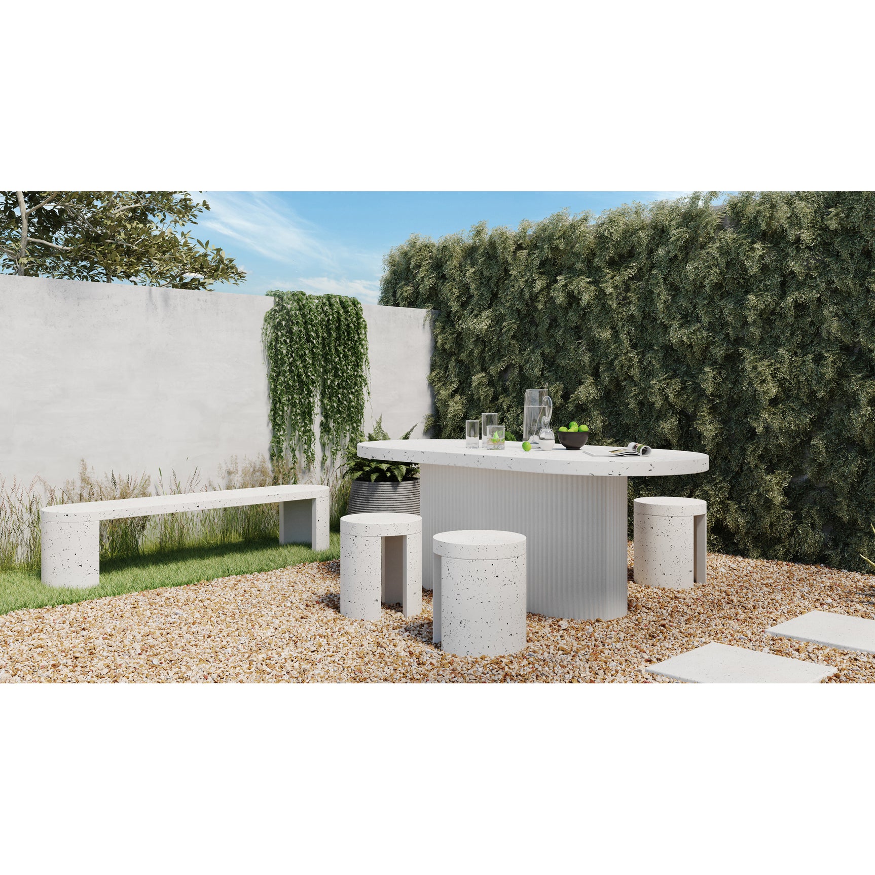 Lyon Light Grey Outdoor Stool - Ornate Home