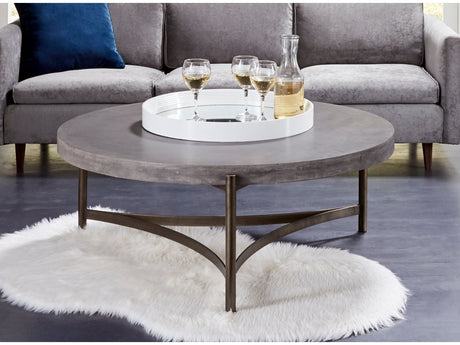 Lyon Round Natural Concrete and Metal Coffee Table - Ornate Home