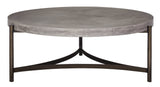 Lyon Round Natural Concrete and Metal Coffee Table - Ornate Home