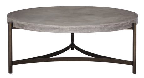 Lyon Round Natural Concrete and Metal Coffee Table - Ornate Home