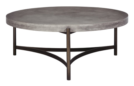 Lyon Round Natural Concrete and Metal Coffee Table - Ornate Home