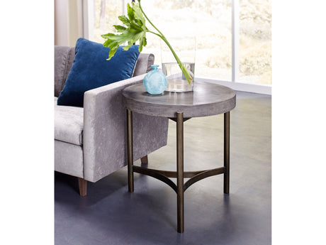 Lyon Round Natural Concrete and Metal Side Table - Ornate Home