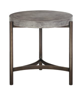 Lyon Round Natural Concrete and Metal Side Table - Ornate Home