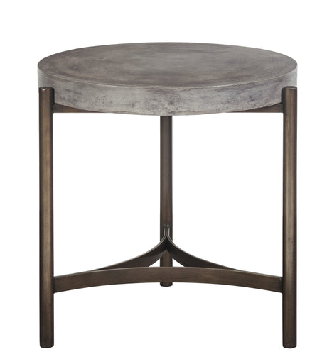 Lyon Round Natural Concrete and Metal Side Table - Ornate Home