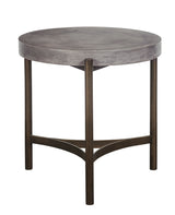 Lyon Round Natural Concrete and Metal Side Table - Ornate Home