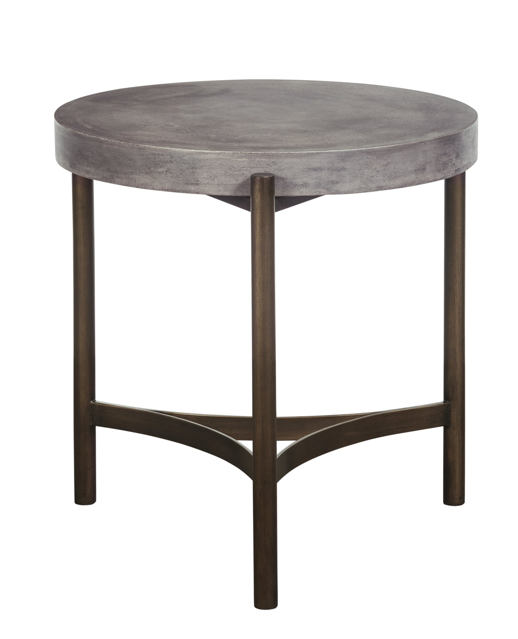 Lyon Round Natural Concrete and Metal Side Table - Ornate Home