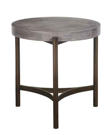 Lyon Round Natural Concrete and Metal Side Table - Ornate Home