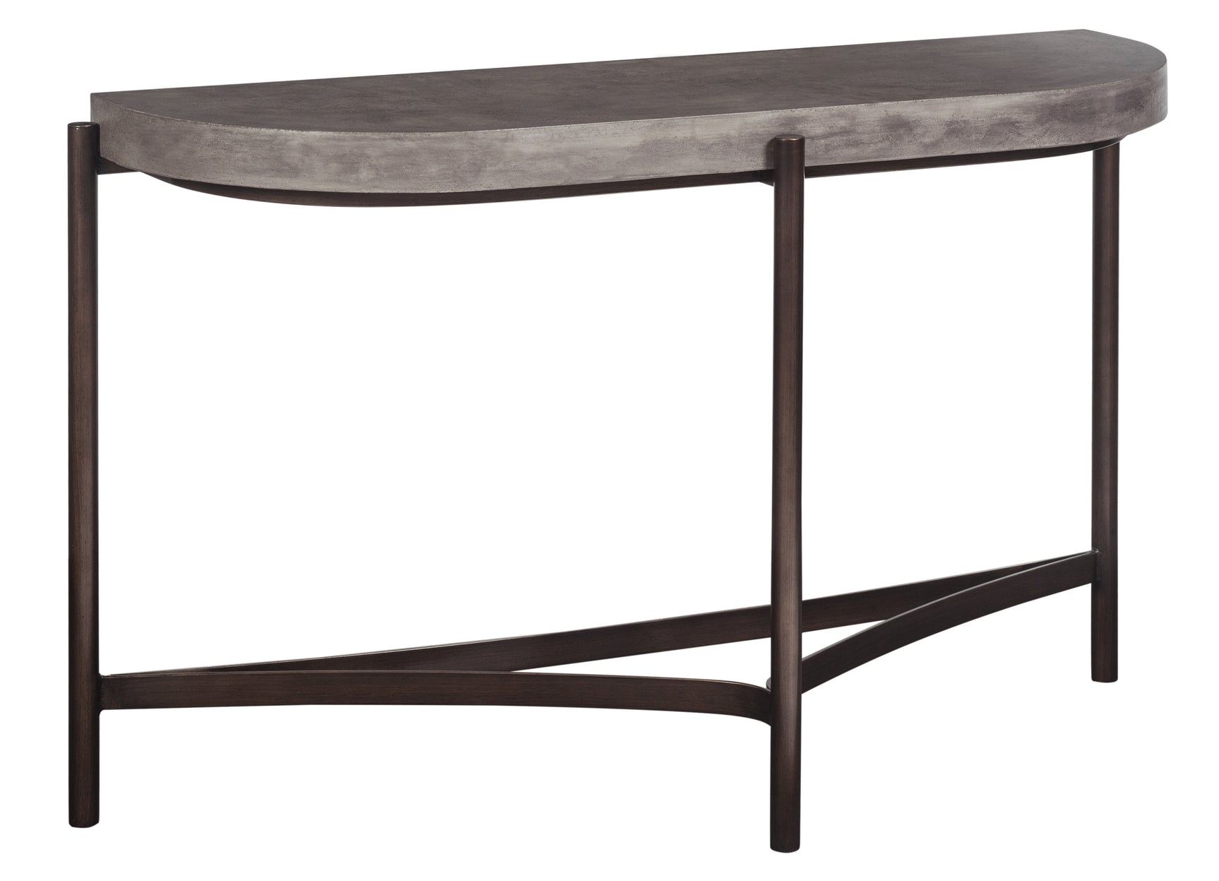 Lyon Semi-circular Natural Concrete and Metal Console Table - Ornate Home
