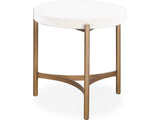 Lyon White/Brushed Bronze Round Concrete and Metal Side Table - Ornate Home