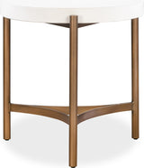 Lyon White/Brushed Bronze Round Concrete and Metal Side Table - Ornate Home