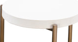 Lyon White/Brushed Bronze Round Concrete and Metal Side Table - Ornate Home