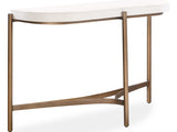 Lyon White/Brushed Bronze Semi-Circular Concrete and Metal Console Table - Ornate Home