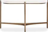 Lyon White/Brushed Bronze Semi-Circular Concrete and Metal Console Table - Ornate Home