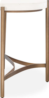 Lyon White/Brushed Bronze Semi-Circular Concrete and Metal Console Table - Ornate Home
