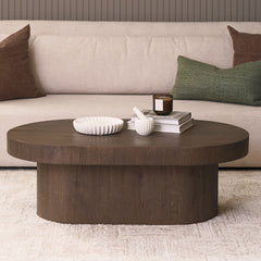 Lyonne Medium Brown Oblong Oak Wood Coffee Table