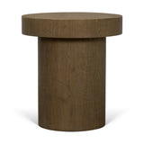 Lyonne Medium Brown Round Oak Wood Pedestal Side Tables