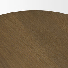 Lyonne Medium Brown Round Oak Wood Pedestal Side Tables - Ornate Home
