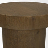Lyonne Medium Brown Round Oak Wood Pedestal Side Tables