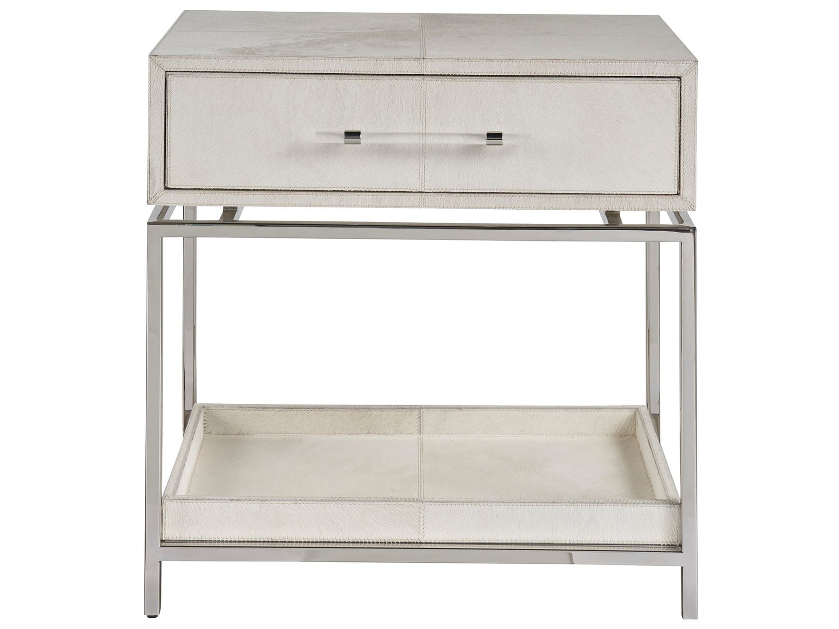 Lyra Gray/Polished Nickel Nightstand - Ornate Home