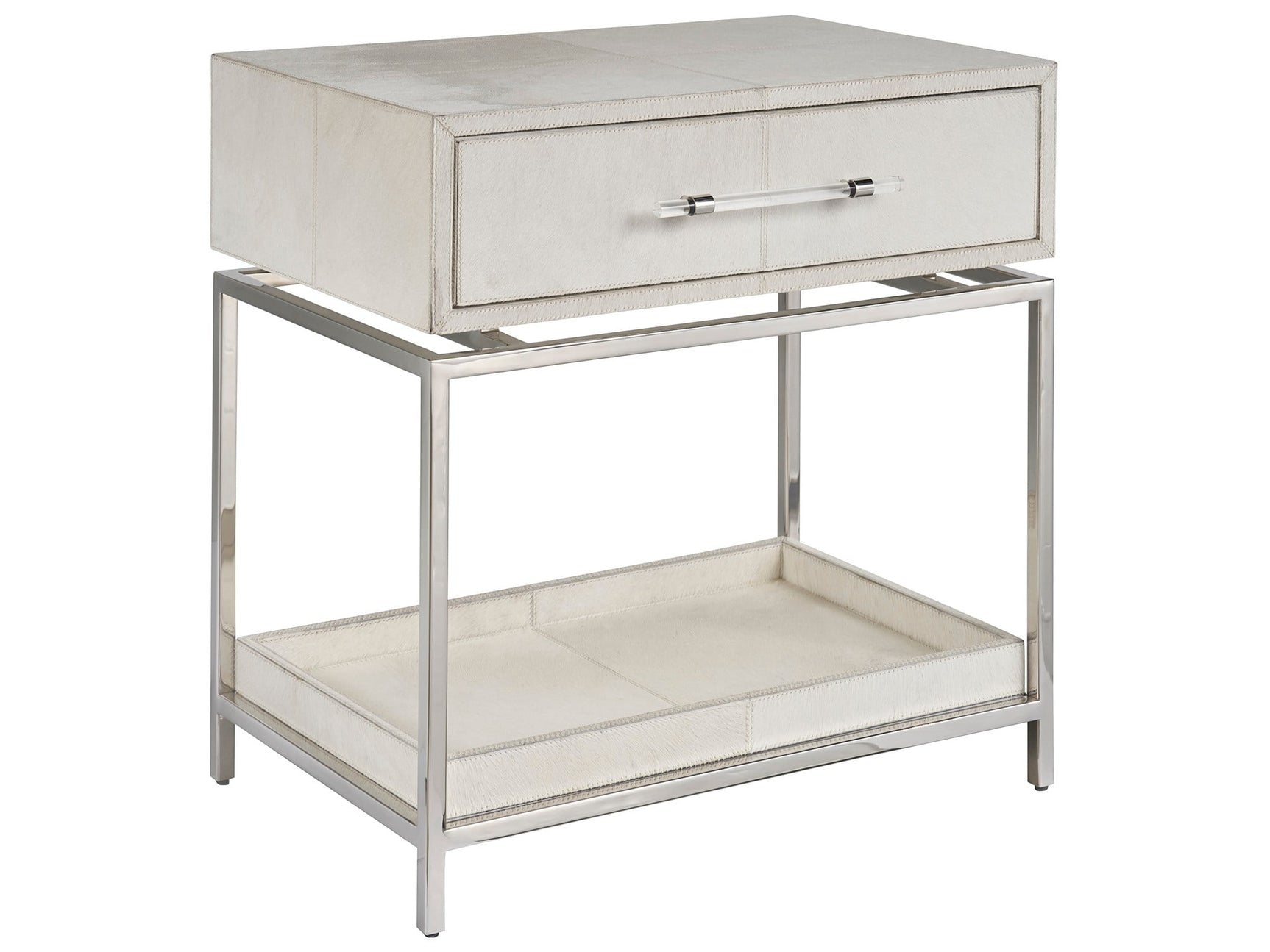 Lyra Gray/Polished Nickel Nightstand - Ornate Home