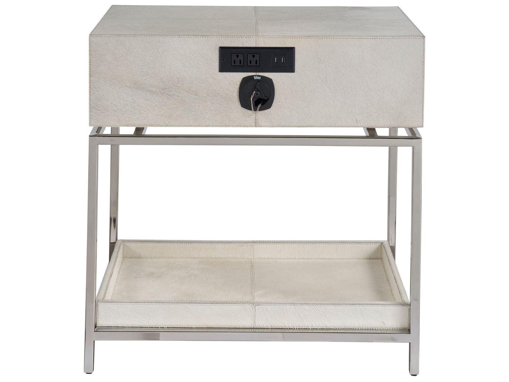 Lyra Gray/Polished Nickel Nightstand - Ornate Home