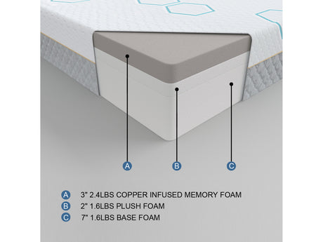 Lyra White 12" Copper-Infused Memory Foam Mattress Display Cube - Ornate Home