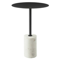 Lyric White/Black Round Side Table - Ornate Home