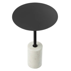 Lyric White/Black Round Side Table - Ornate Home