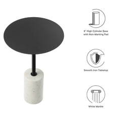 Lyric White/Black Round Side Table - Ornate Home