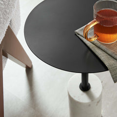Lyric White/Black Round Side Table - Ornate Home